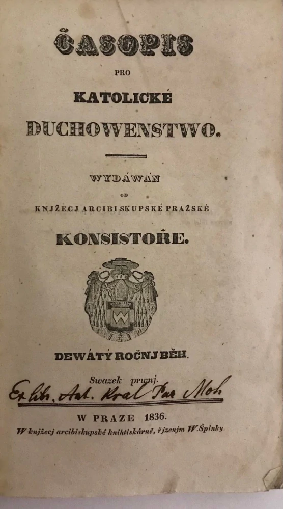 Časopis pro katolické duchowenstwo 1836 - IX./1,2,4 - 3 svazky, chybí sv. 3