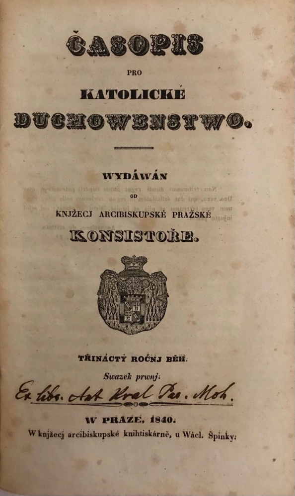 Časopis pro katolické duchowenstwo 1840 - XIII./1 - Třináctý roční běh