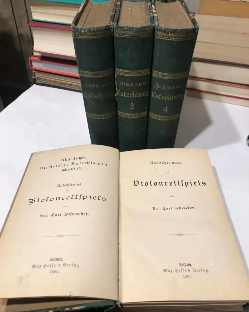 Hugo Riemann - MEGA KOMPLET 20x Katechismus hudby 1888-1891 - 4 Sammelbände v originální vazbě