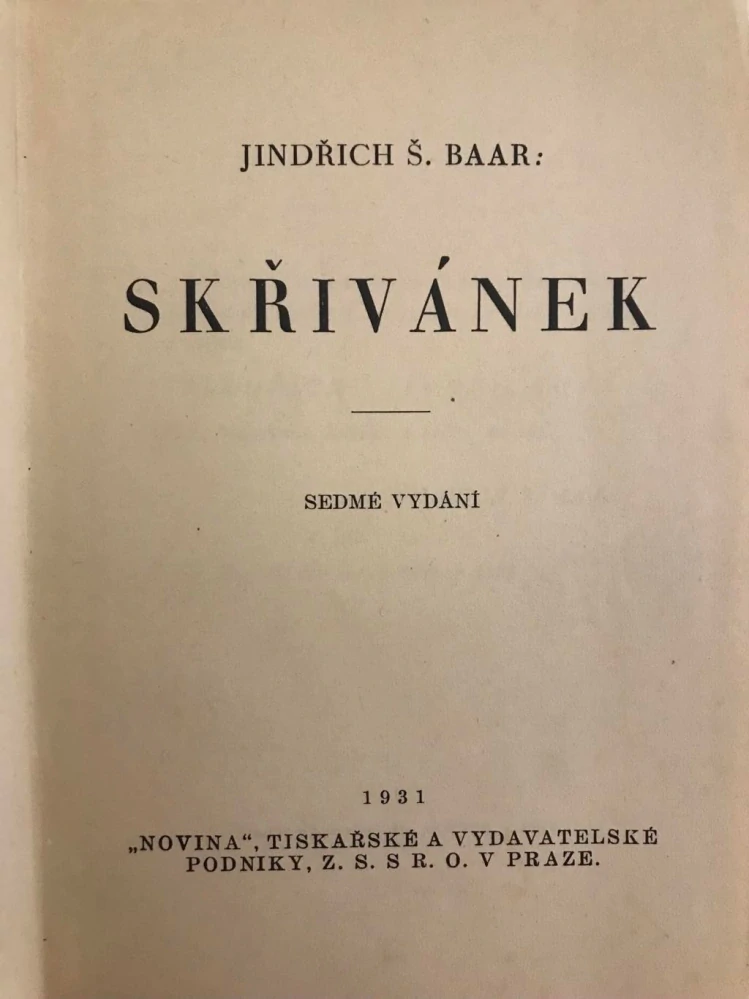 J. Š. Baar: Skřivánek 1931 - celokožená vazba, horní ořízka zlacená