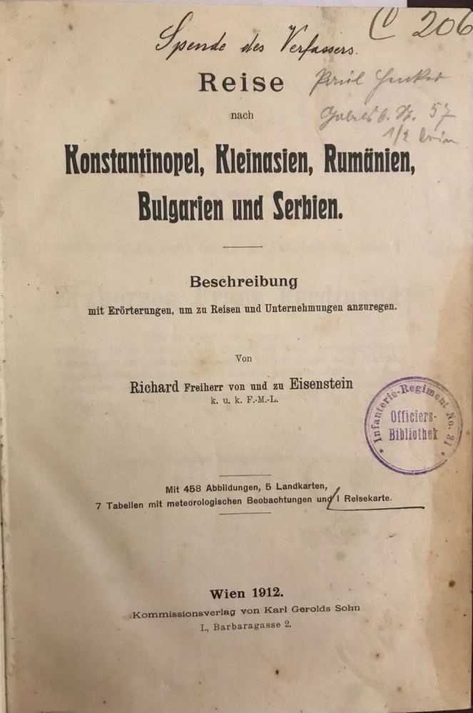 1912 Eisenstein Reise Konstantinopel - dedikace Erzherzog Franz Ferdinand