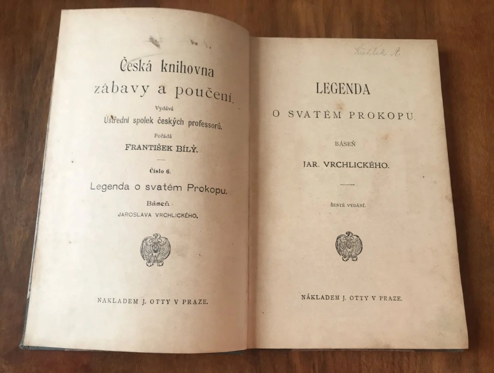 Legenda o svatém Prokopu báseň Jaroslava Vrchlického - Česká knihovna zábavy a poučení č.6 - 6. vydání - 1888