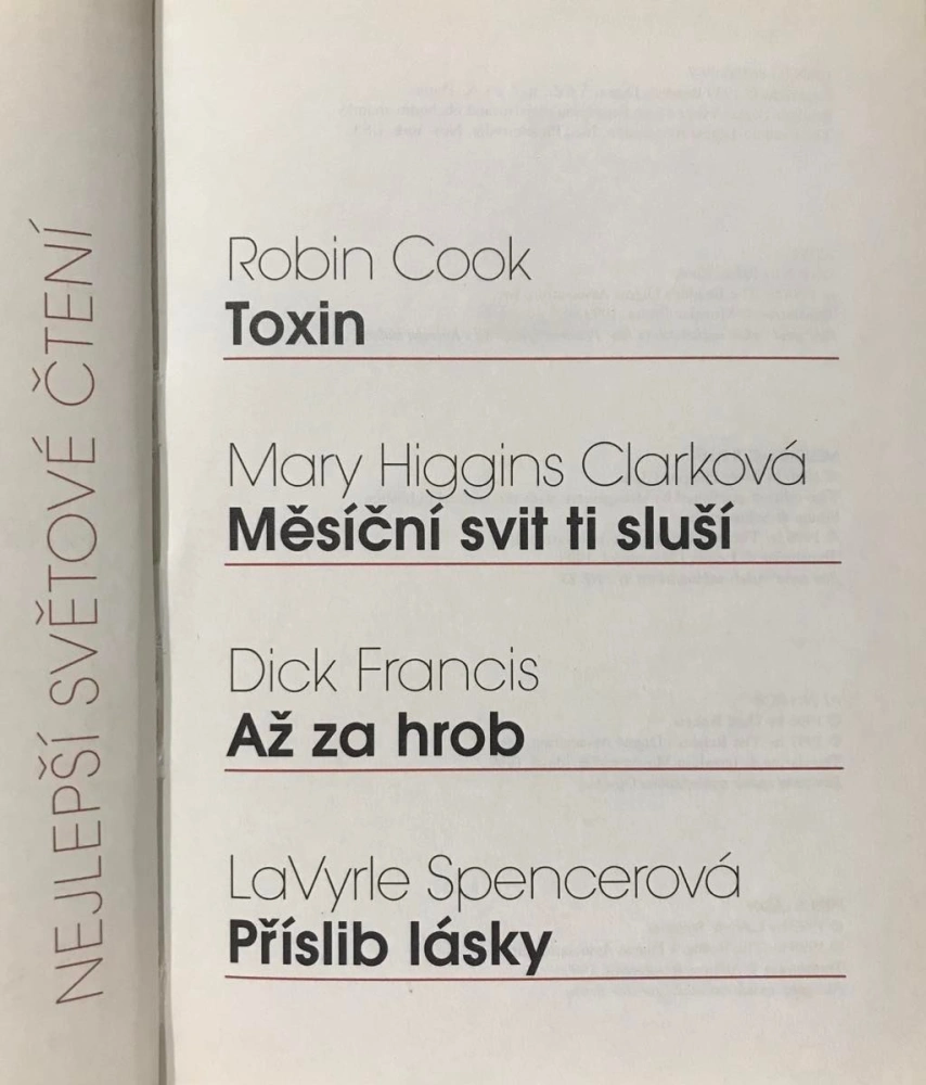Nejlepší světové čtení - 1999 - 4 romány - Toxin, Měsíční svit ti sluší, Až za hrob