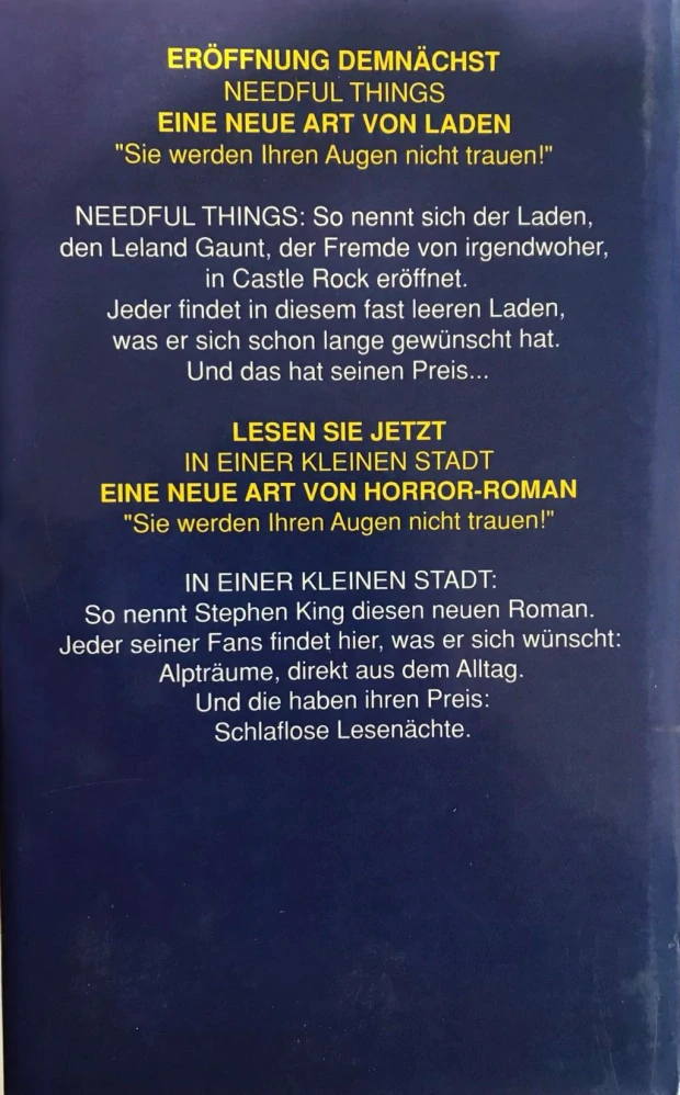 KING Stephen - In einer kleinen Stadt - Needful Things - 1991