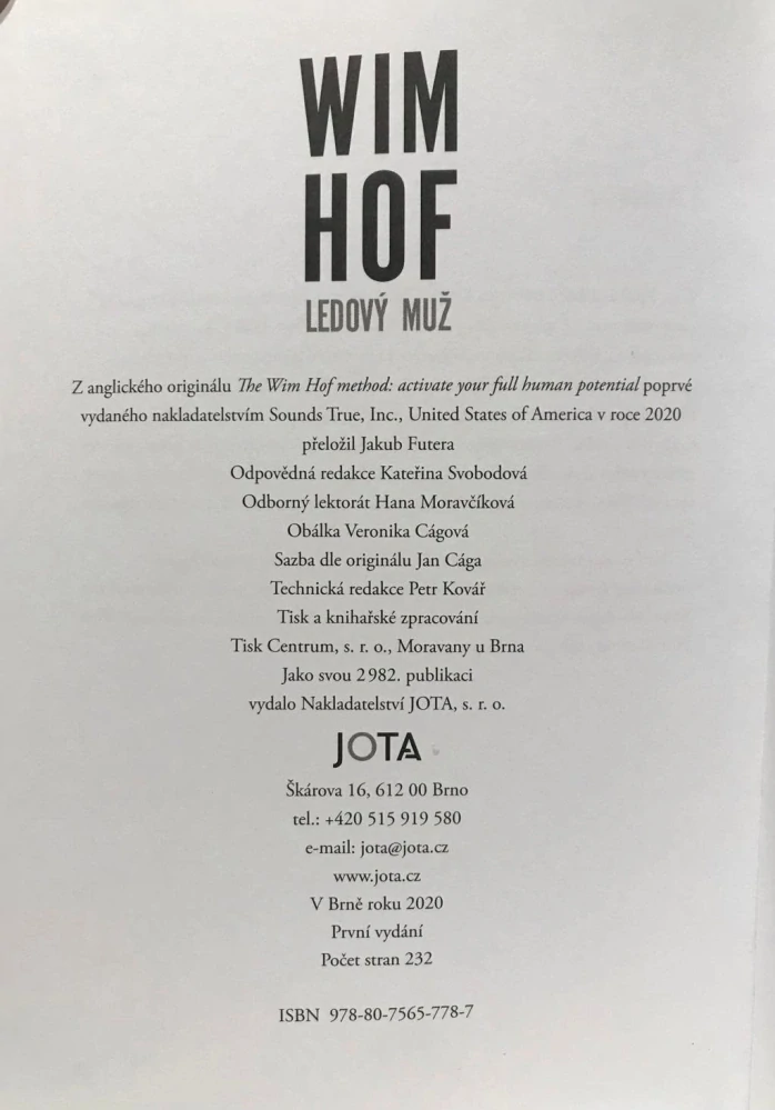 Wim Hof - Ledový muž - JOTA 2020 - autorizovaná kniha