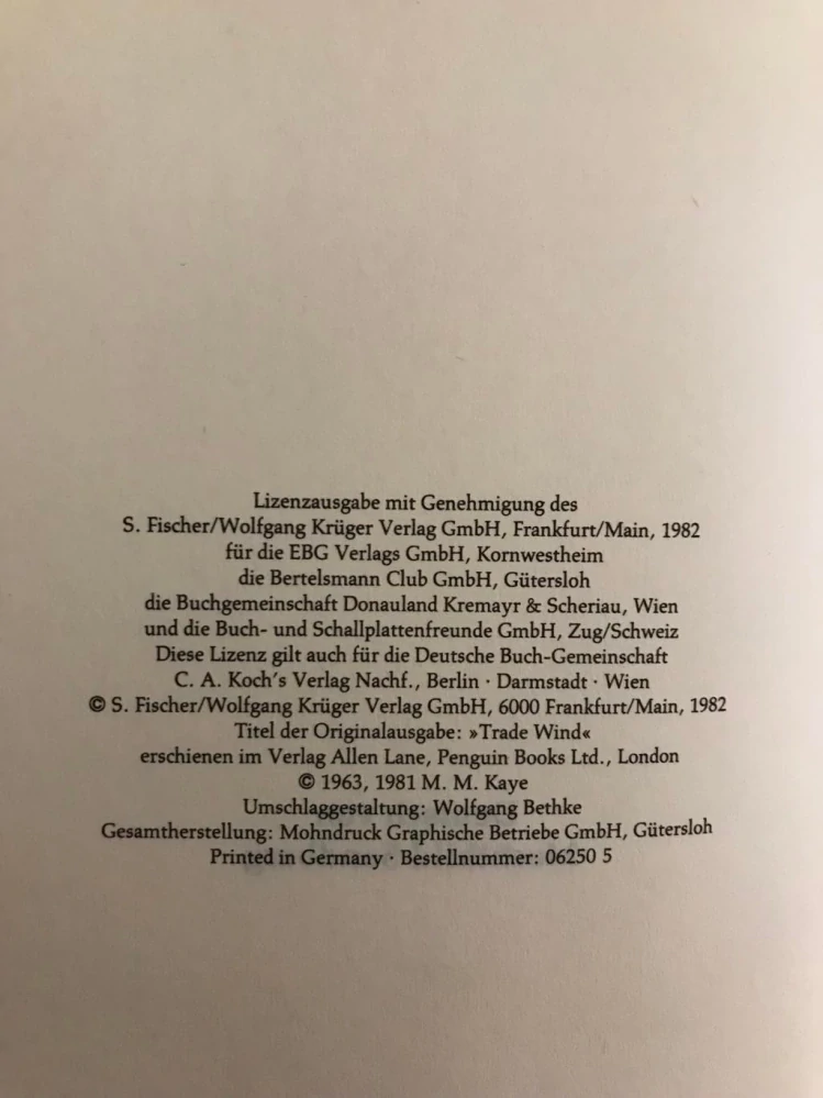 M.M. Kaye - Insel im Sturm - Roman 1982 - Trade Wind - Sansibar