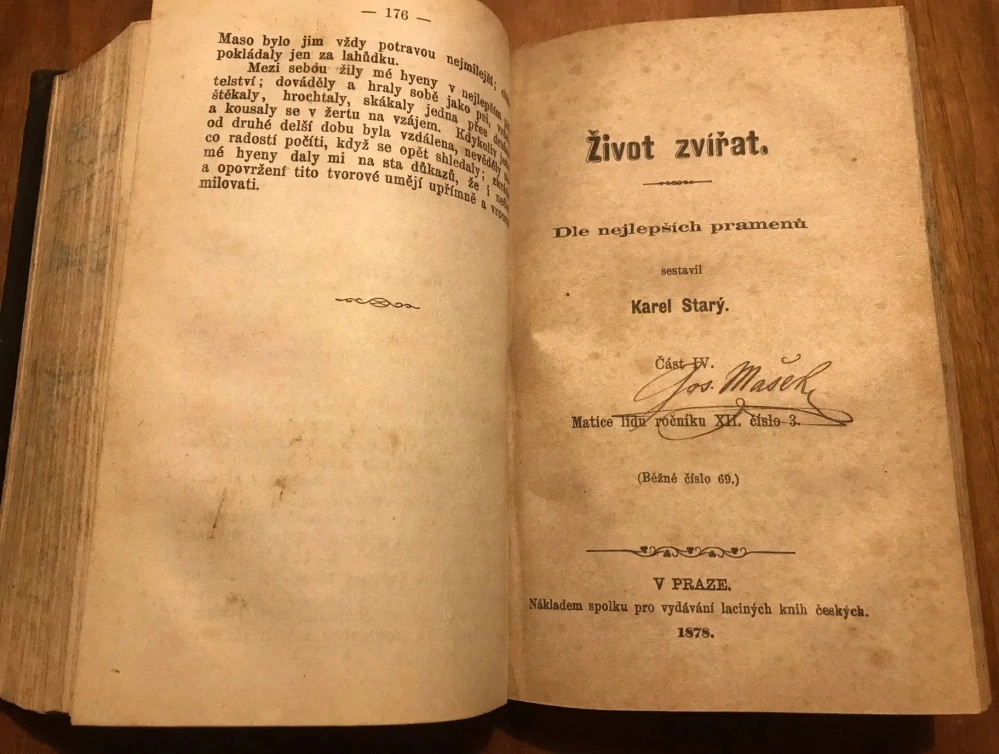 Karel Starý: Život zvířat I.-IV. - konvolut 4 v 1 - 1872/1873/1874/1878