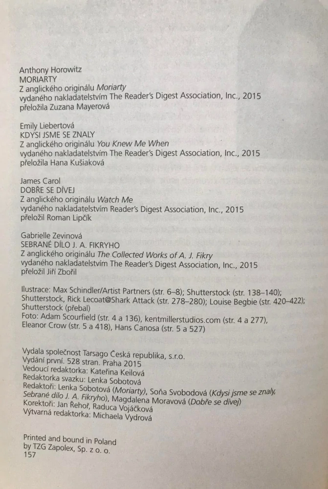 Reader's Digest Nejlepší světové čtení - Moriarty + 3 romány
