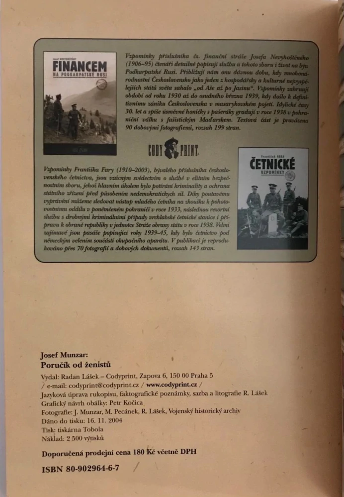 Josef Munzar Poručík od ženistů Codyprint 2004 vzpominky