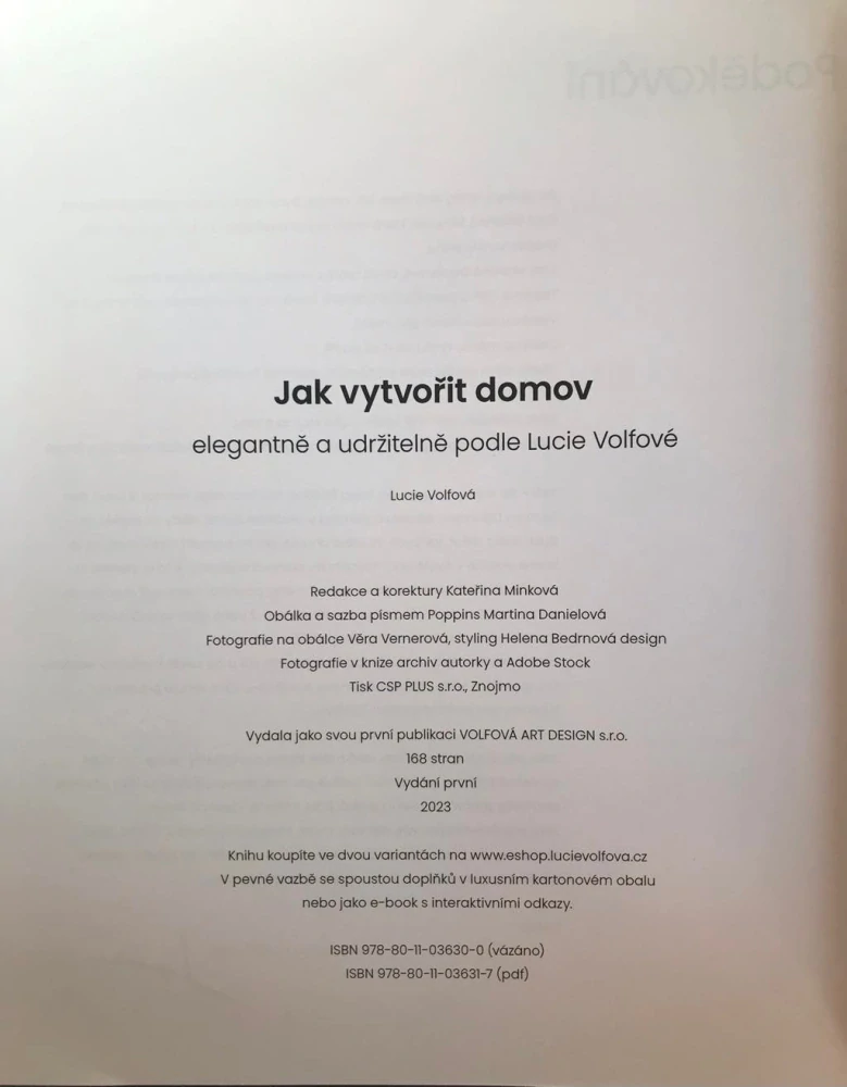 Lucie Volfova Jak vytvořit domov elegantně a udržitelně 2023