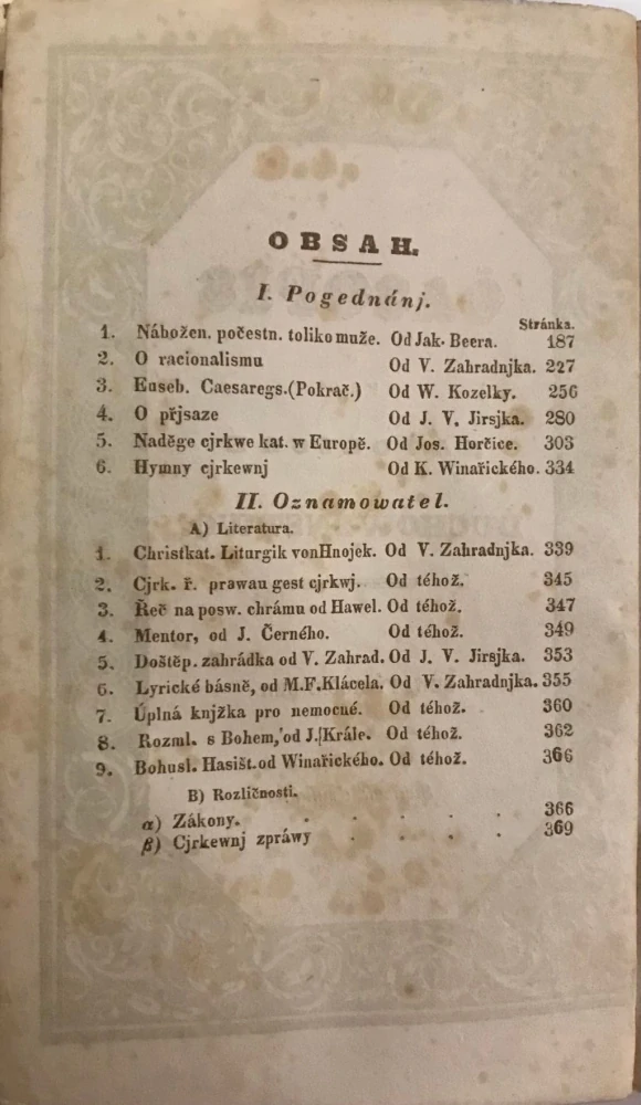 Časopis pro katolické duchowenstwo 1836 - IX./1,2,4 - 3 svazky, chybí sv. 3