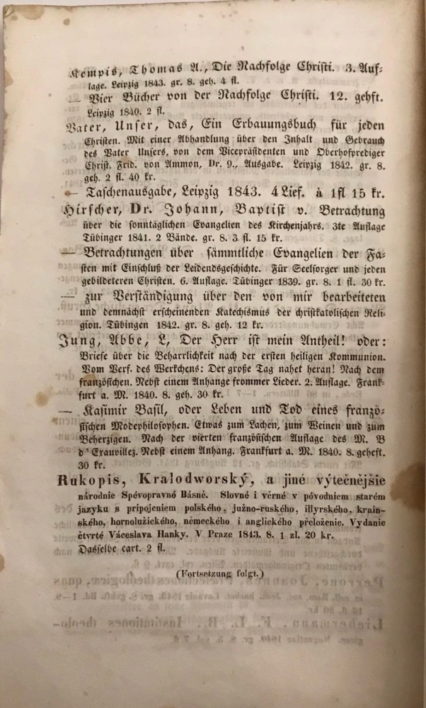 Časopis pro katolické duchowenstwo 1843 XVI. 2 a 3 - Dvojice - Šestnáctý roční běh