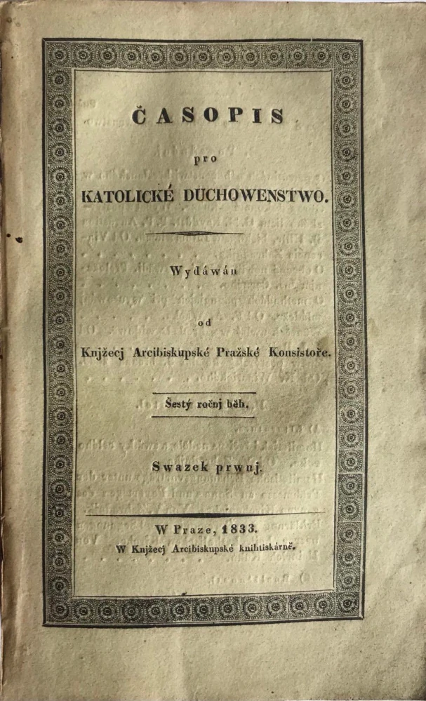 Časopis pro katolické duchovenstvo 1833 – VI. ročník – komplet 4 svazky